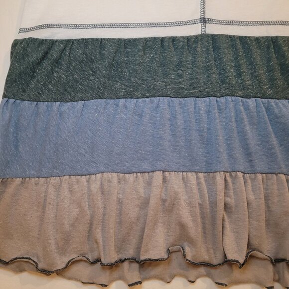 Womens Color Block Ruffle Hem Flowy Heathered Tank Top Mystree Size Small - Picture 2 of 10